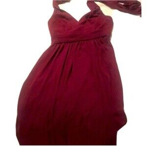 David’s bridal wine chiffon maxi dress gown bridesmaid prom formal event sz 2